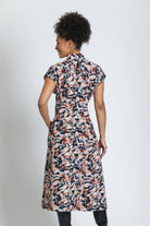 APNY Tie Front Midi Dress in Carbon & Copper Glow-Midi Dresses-APNY-Deja Nu Boutique, Women's Fashion Boutique in Lampasas, Texas