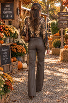 APNY Roll-Up Sleeve Button-Up Blouse in Espresso and Stone-shirts-APNY-Deja Nu Boutique, Women's Fashion Boutique in Lampasas, Texas