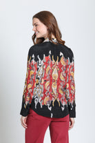 APNY Flames Crimson & Gilded Onyx Button-Up Blouse-shirts-APNY-Deja Nu Boutique, Women's Fashion Boutique in Lampasas, Texas