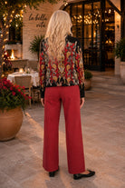APNY Flames Crimson & Gilded Onyx Button-Up Blouse-shirts-APNY-Deja Nu Boutique, Women's Fashion Boutique in Lampasas, Texas