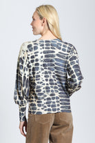 APNY Monochrome Reptile Crewneck Sweater in Smoky Monochrome-Sweaters-APNY-Deja Nu Boutique, Women's Fashion Boutique in Lampasas, Texas