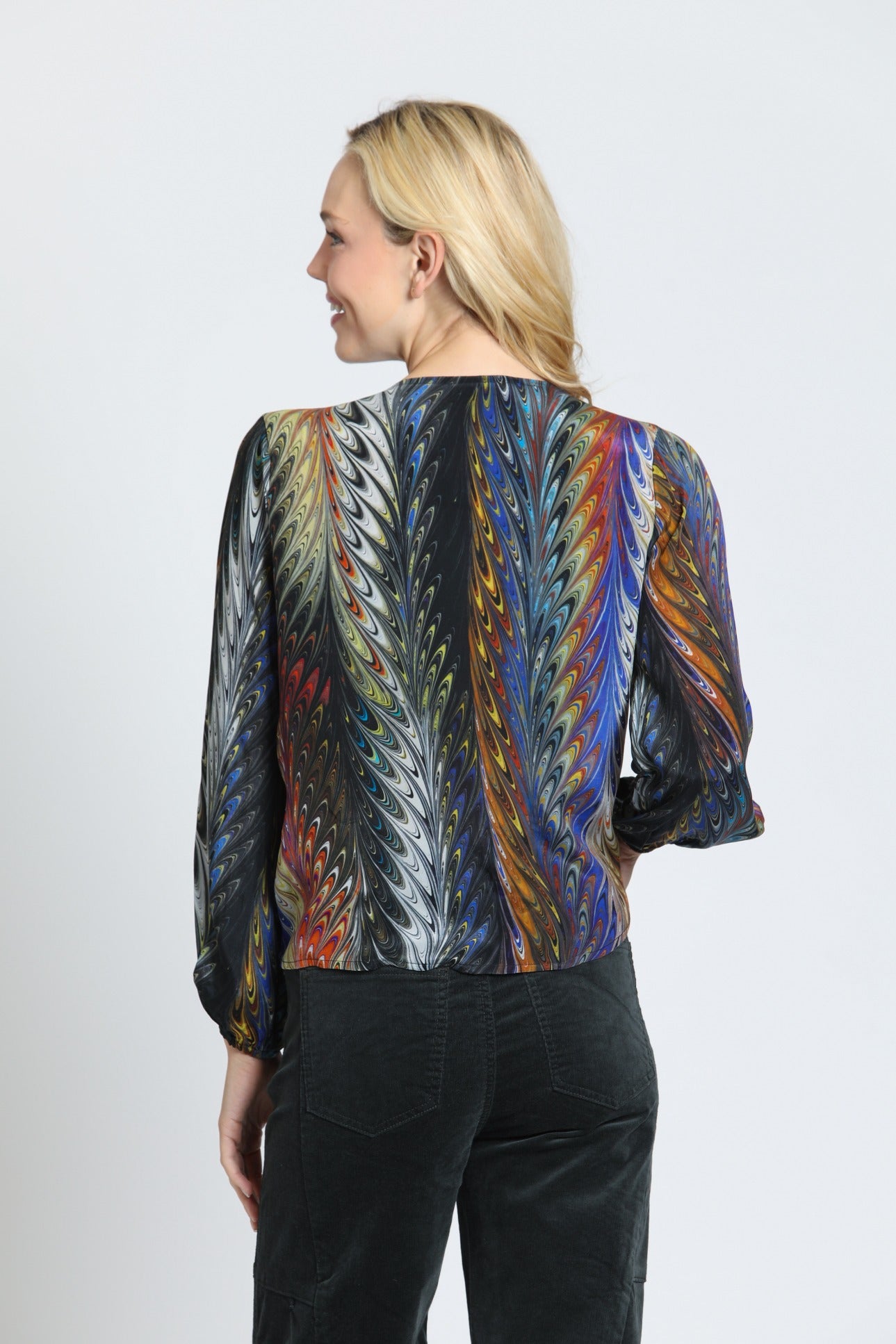 APNY Prismatic Harvest V-Neck Tie Front Top-Tops-APNY-Deja Nu Boutique, Women's Fashion Boutique in Lampasas, Texas