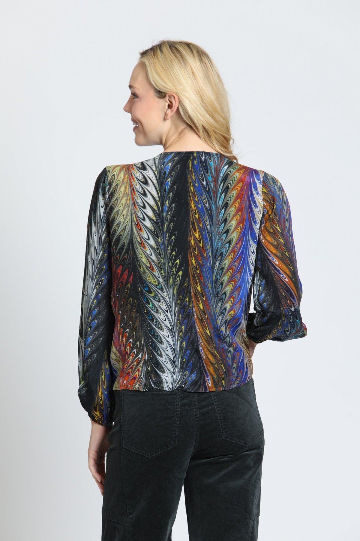 APNY Prismatic Harvest V-Neck Tie Front Top-Tops-APNY-Deja Nu Boutique, Women's Fashion Boutique in Lampasas, Texas