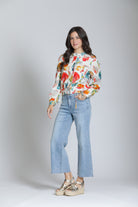 APNY Seashell Print Woven Shirt – Hot Coral Multi-Tops-APNY-Deja Nu Boutique, Women's Fashion Boutique in Lampasas, Texas