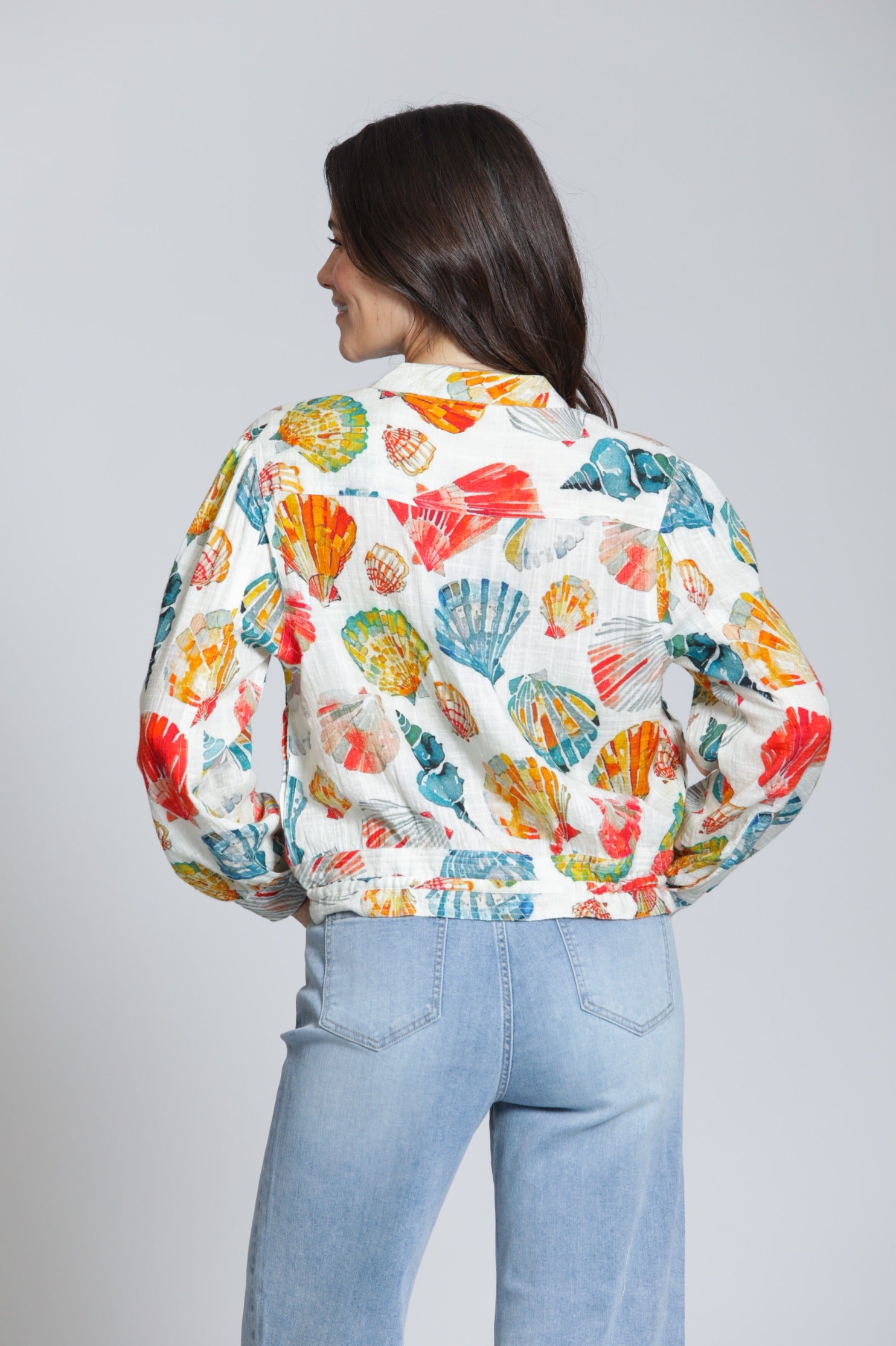 APNY Seashell Print Woven Shirt – Hot Coral Multi-Tops-APNY-Deja Nu Boutique, Women's Fashion Boutique in Lampasas, Texas