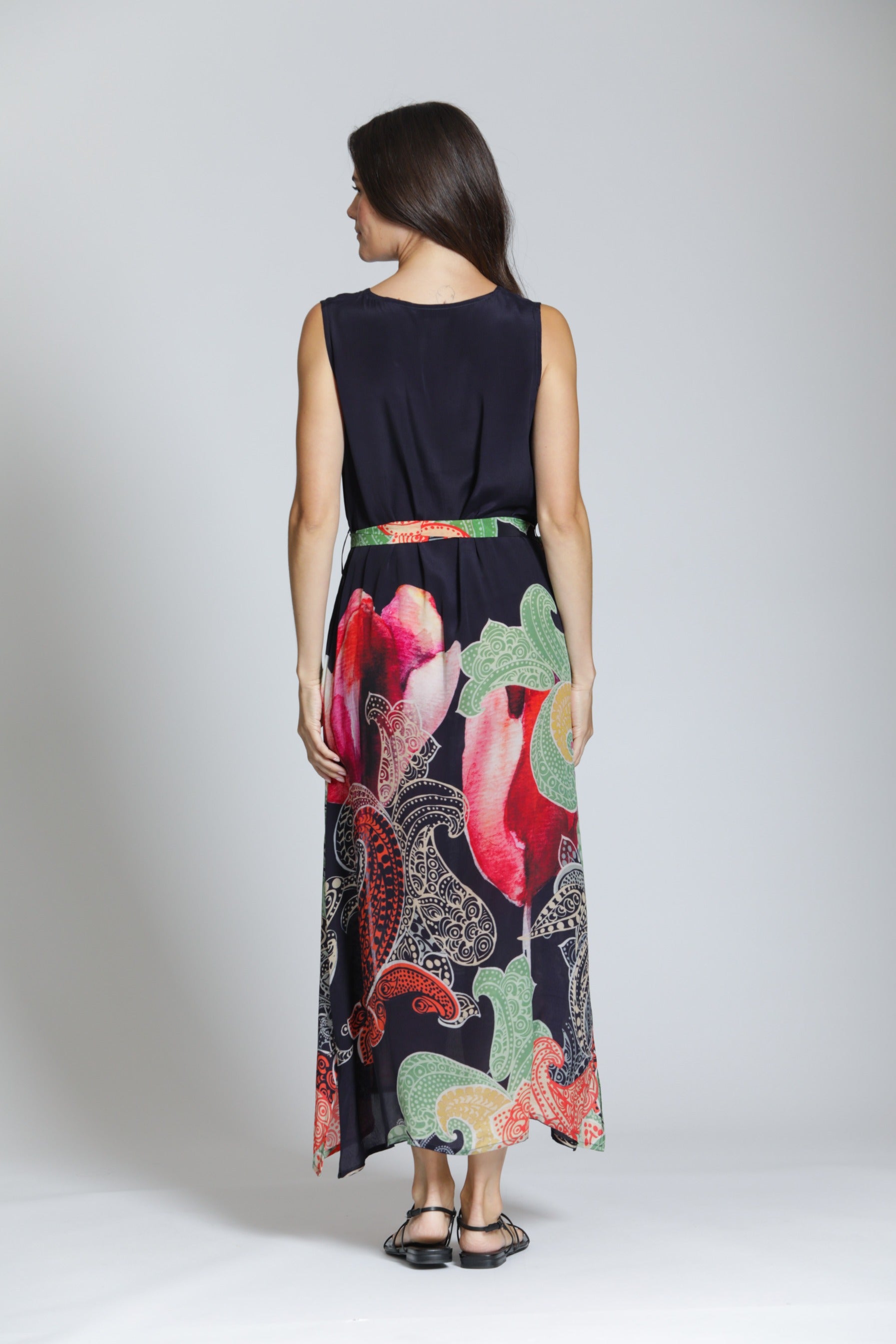 APNY V Neck Tank Long Dress in Red Multi-Tops-APNY-Deja Nu Boutique, Women's Fashion Boutique in Lampasas, Texas
