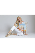 APNY Watercolor Blouson Sleeve Shirt in Multi-Tops-APNY-Deja Nu Boutique, Women's Fashion Boutique in Lampasas, Texas