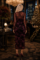 Apricot Silhouette Floral Mesh Midi Dress in Black-Midi Dresses-Apricot-Deja Nu Boutique, Women's Fashion Boutique in Lampasas, Texas