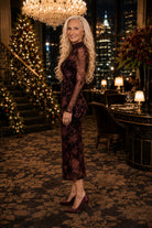Apricot Silhouette Floral Mesh Midi Dress in Black-Midi Dresses-Apricot-Deja Nu Boutique, Women's Fashion Boutique in Lampasas, Texas