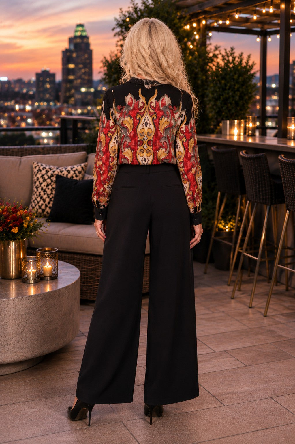 Apricot Folded Front Pleat Tailored Wide Leg Trousers in Black-trousers-Apricot-Deja Nu Boutique, Women's Fashion Boutique in Lampasas, Texas