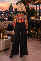 Apricot Folded Front Pleat Tailored Wide Leg Trousers in Black-trousers-Apricot-Deja Nu Boutique, Women's Fashion Boutique in Lampasas, Texas