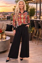 Apricot Folded Front Pleat Tailored Wide Leg Trousers in Black-trousers-Apricot-Deja Nu Boutique, Women's Fashion Boutique in Lampasas, Texas
