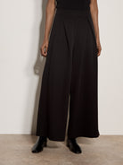 Apricot Folded Front Pleat Tailored Wide Leg Trousers in Black-trousers-Apricot-Deja Nu Boutique, Women's Fashion Boutique in Lampasas, Texas