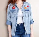 Billy T Birds of a Feather Embroidered Denim Shirt-shirts-Billy T-Deja Nu Boutique, Women's Fashion Boutique in Lampasas, Texas