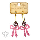 Pink Panache Pink Acrylic Bow Drop Earrings With Crystal Connector-Earrings-Pink Panache-Deja Nu Boutique, Women's Fashion Boutique in Lampasas, Texas