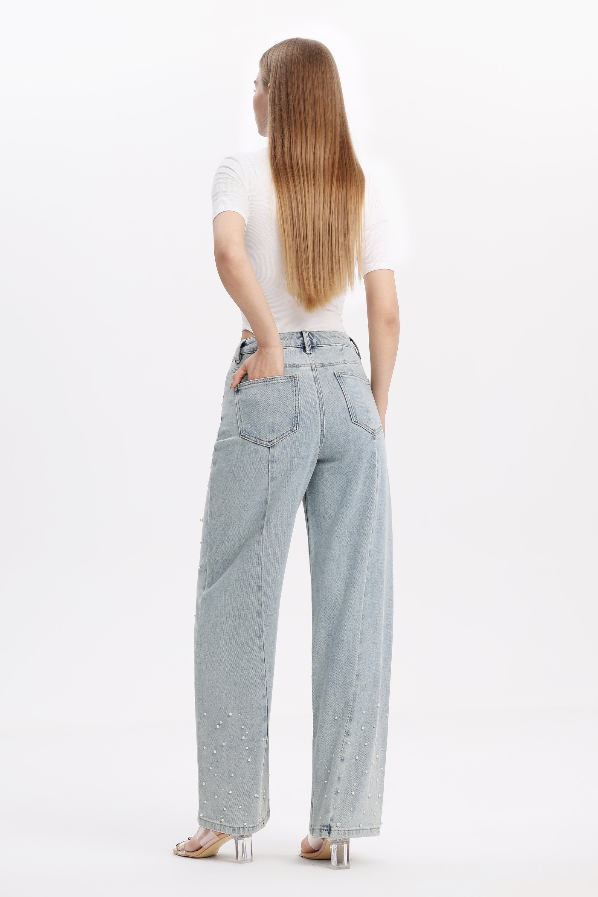 Bayeas Berlin High Rise Barrel Jeans with Pearl Embellishment-Jeans-Bayeas-Deja Nu Boutique, Women's Fashion Boutique in Lampasas, Texas