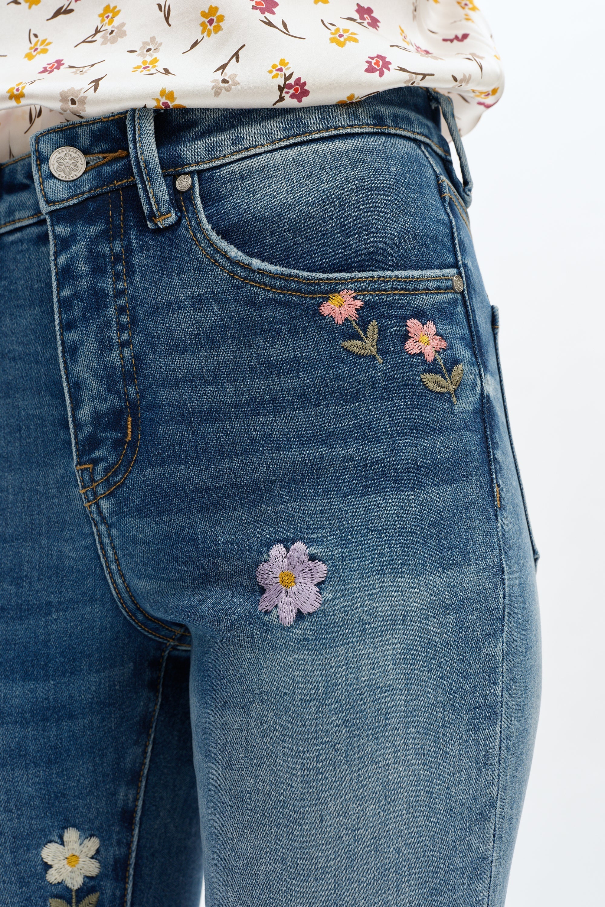 Bayeas Flora Flower Child Mid Rise Embroidered Flare Jeans-Jeans-Bayeas-Deja Nu Boutique, Women's Fashion Boutique in Lampasas, Texas
