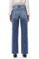 Bayeas High Rise Embroidered Wide Leg Jeans in Medium Blue-Jeans-Bayeas-Deja Nu Boutique, Women's Fashion Boutique in Lampasas, Texas