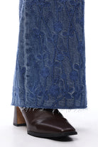 Bayeas High Rise Embroidered Wide Leg Jeans in Medium Blue-Jeans-Bayeas-Deja Nu Boutique, Women's Fashion Boutique in Lampasas, Texas