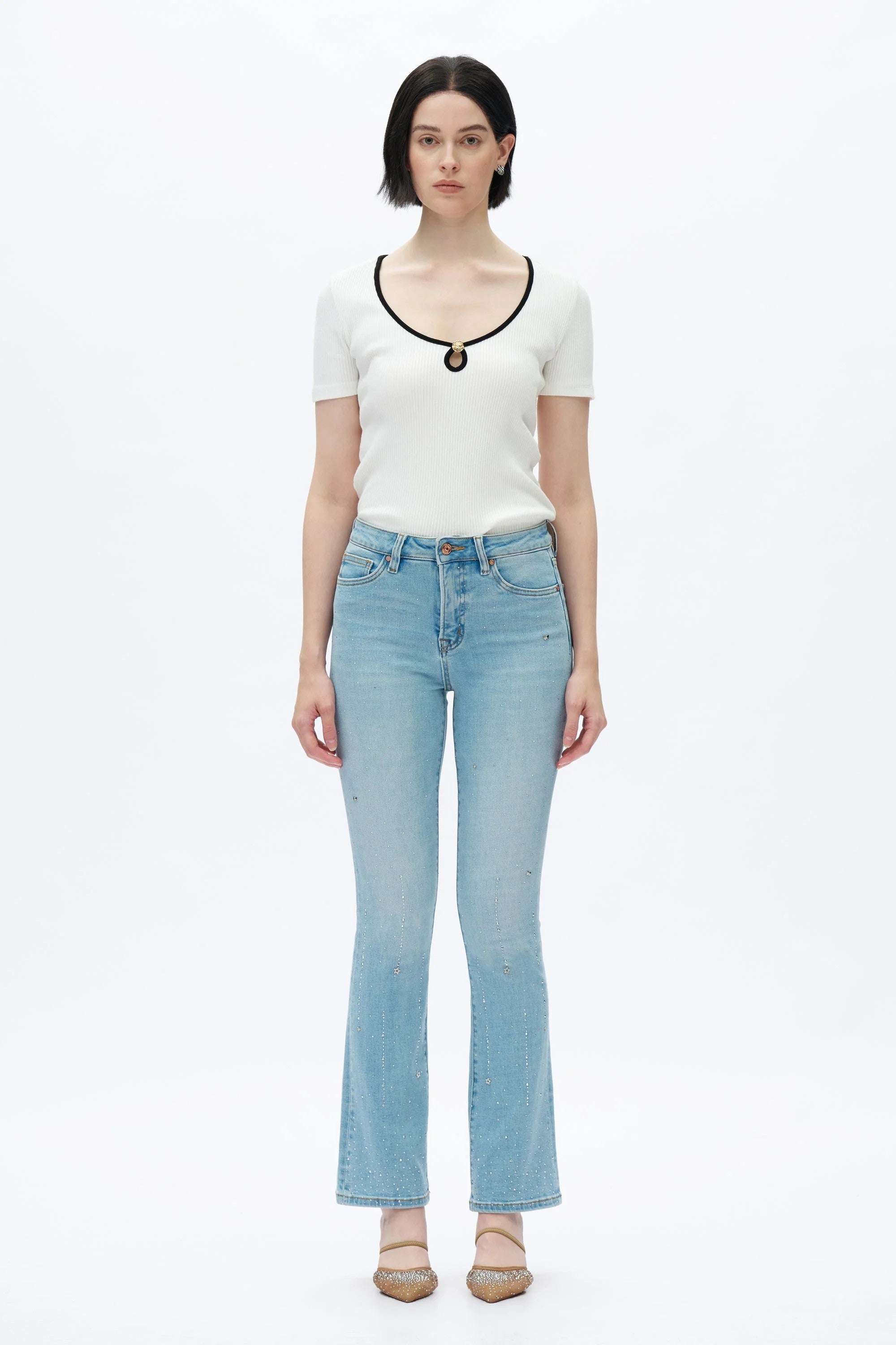 Bayeas High Rise Rhinestone Jeans in Light Blue Star Studded-Jeans-Bayeas-Deja Nu Boutique, Women's Fashion Boutique in Lampasas, Texas