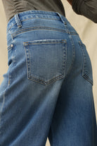 Bayeas High Rise Wide Leg Embroidered Cuff Jeans in Medium Blue-Jeans-Bayeas-Deja Nu Boutique, Women's Fashion Boutique in Lampasas, Texas