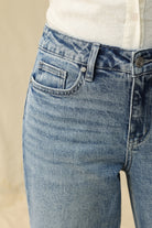 Bayeas Mid Rise Floral Embroidered Raw Hem Bootcut Jeans-Jeans-Bayeas-Deja Nu Boutique, Women's Fashion Boutique in Lampasas, Texas