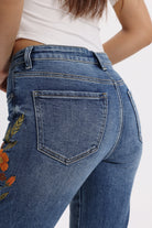 Bayeas Mid Rise Floral Embroidered Raw Hem Bootcut Jeans-Jeans-Bayeas-Deja Nu Boutique, Women's Fashion Boutique in Lampasas, Texas
