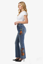 Bayeas Mid Rise Floral Embroidered Raw Hem Bootcut Jeans-Jeans-Bayeas-Deja Nu Boutique, Women's Fashion Boutique in Lampasas, Texas