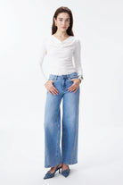 Bayeas New York Mid Rise Rhinestone Wide Leg Jeans in Cosmos-Jeans-Bayeas-Deja Nu Boutique, Women's Fashion Boutique in Lampasas, Texas