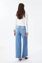 Bayeas New York Mid Rise Rhinestone Wide Leg Jeans in Cosmos-Jeans-Bayeas-Deja Nu Boutique, Women's Fashion Boutique in Lampasas, Texas
