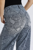 Bayeas New York Snake Print High Rise Wide Leg Jeans in Shade-Jeans-Bayeas-Deja Nu Boutique, Women's Fashion Boutique in Lampasas, Texas