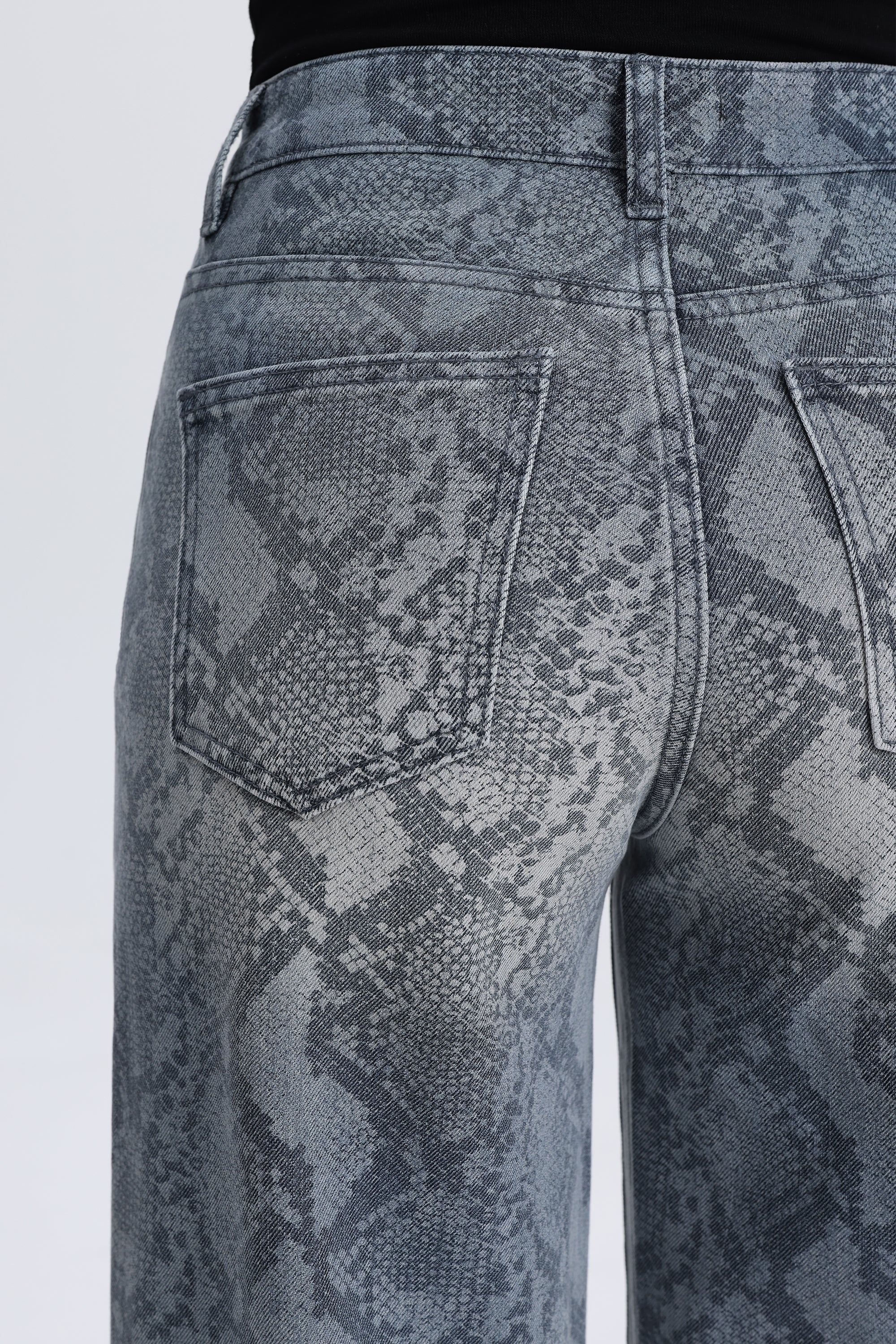 Bayeas New York Snake Print High Rise Wide Leg Jeans in Shade-Jeans-Bayeas-Deja Nu Boutique, Women's Fashion Boutique in Lampasas, Texas