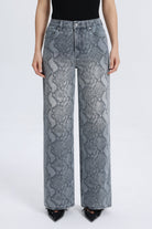Bayeas New York Snake Print High Rise Wide Leg Jeans in Shade-Jeans-Bayeas-Deja Nu Boutique, Women's Fashion Boutique in Lampasas, Texas