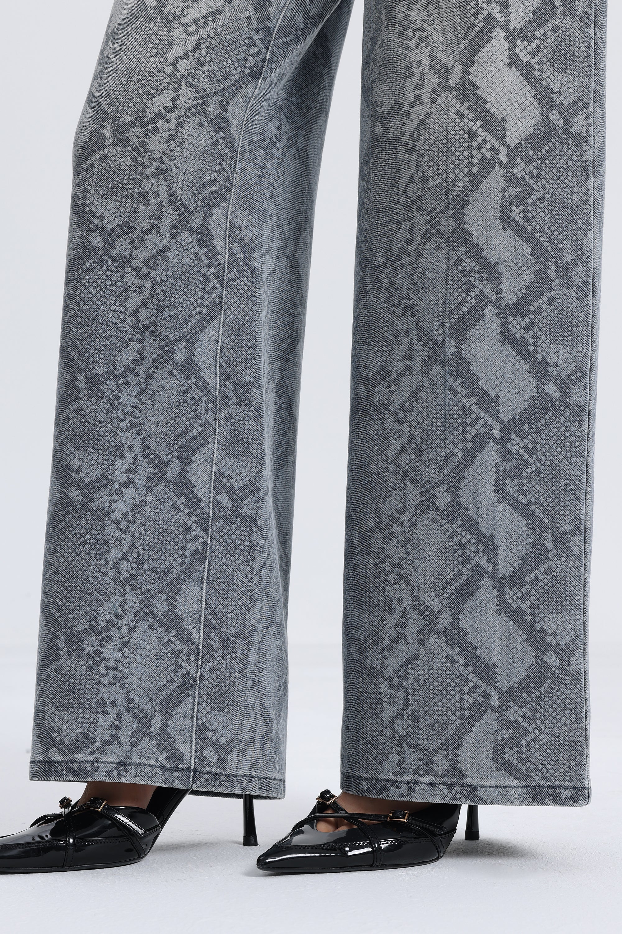 Bayeas New York Snake Print High Rise Wide Leg Jeans in Shade-Jeans-Bayeas-Deja Nu Boutique, Women's Fashion Boutique in Lampasas, Texas