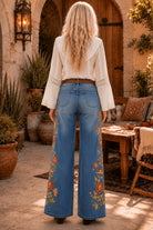 Bayeas New York Sunset Glow Embroidered Wide Leg Jeans-Jeans-Bayeas-Deja Nu Boutique, Women's Fashion Boutique in Lampasas, Texas