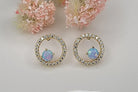 Betty Oh! Lab Grown Blue Opal Circle Post Earrings-Earrings-Betty Oh!-Deja Nu Boutique, Women's Fashion Boutique in Lampasas, Texas