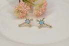 Betty Oh! Lab Grown Blue Opal Cross Post Earrings-Earrings-Betty Oh!-Deja Nu Boutique, Women's Fashion Boutique in Lampasas, Texas
