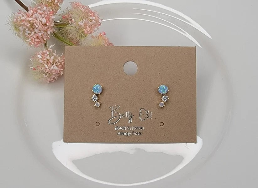 Betty Oh! Lab Grown Blue Opal Deco Post Earrings-Earrings-Betty Oh!-Deja Nu Boutique, Women's Fashion Boutique in Lampasas, Texas