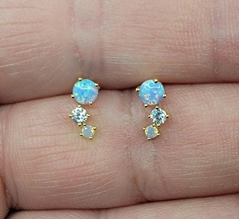 Betty Oh! Lab Grown Blue Opal Deco Post Earrings-Earrings-Betty Oh!-Deja Nu Boutique, Women's Fashion Boutique in Lampasas, Texas