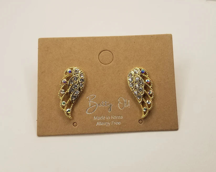 Betty Oh! Rhinestone Wing Post Earrings-Earrings-Betty Oh!-Deja Nu Boutique, Women's Fashion Boutique in Lampasas, Texas