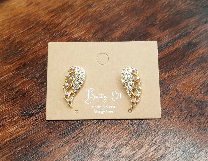 Betty Oh! Rhinestone Wing Post Earrings-Earrings-Betty Oh!-Deja Nu Boutique, Women's Fashion Boutique in Lampasas, Texas