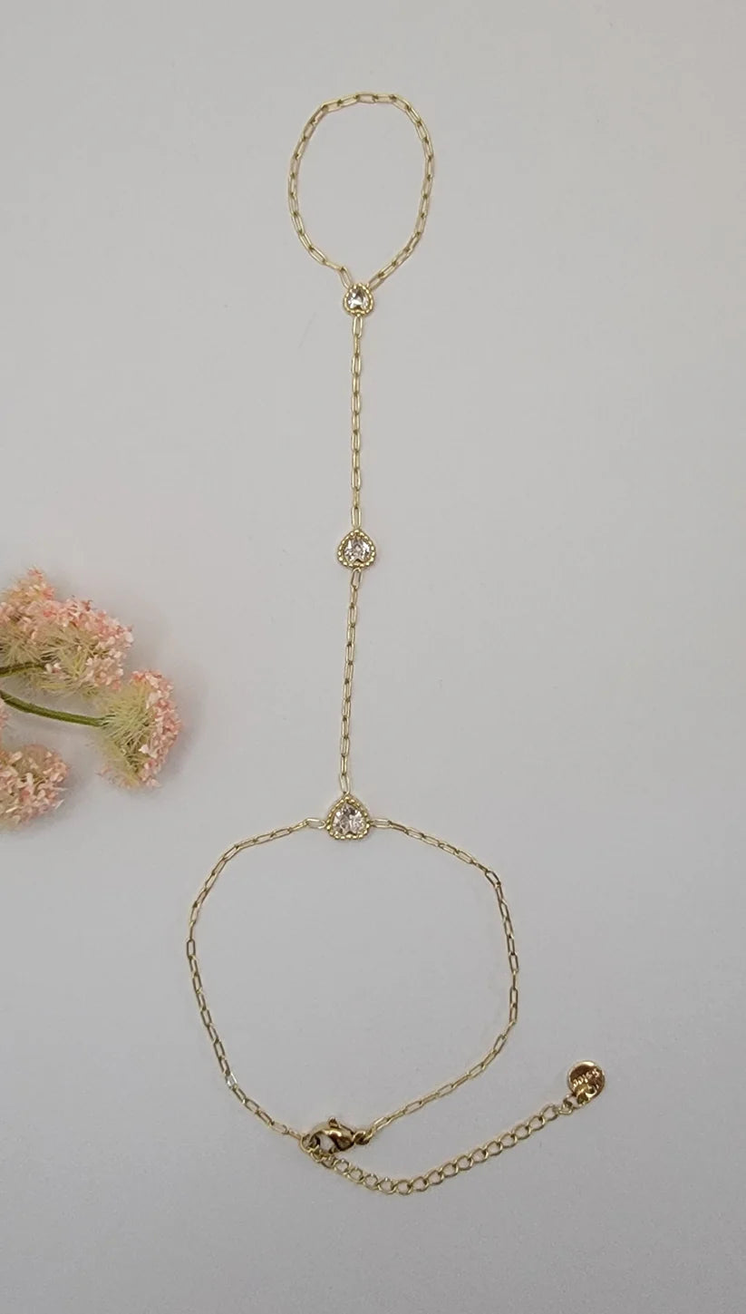 Betty Oh! Heart Shaped Stone Hand Chain Waterproof Bracelet-Bracelets-Betty Oh!-Deja Nu Boutique, Women's Fashion Boutique in Lampasas, Texas