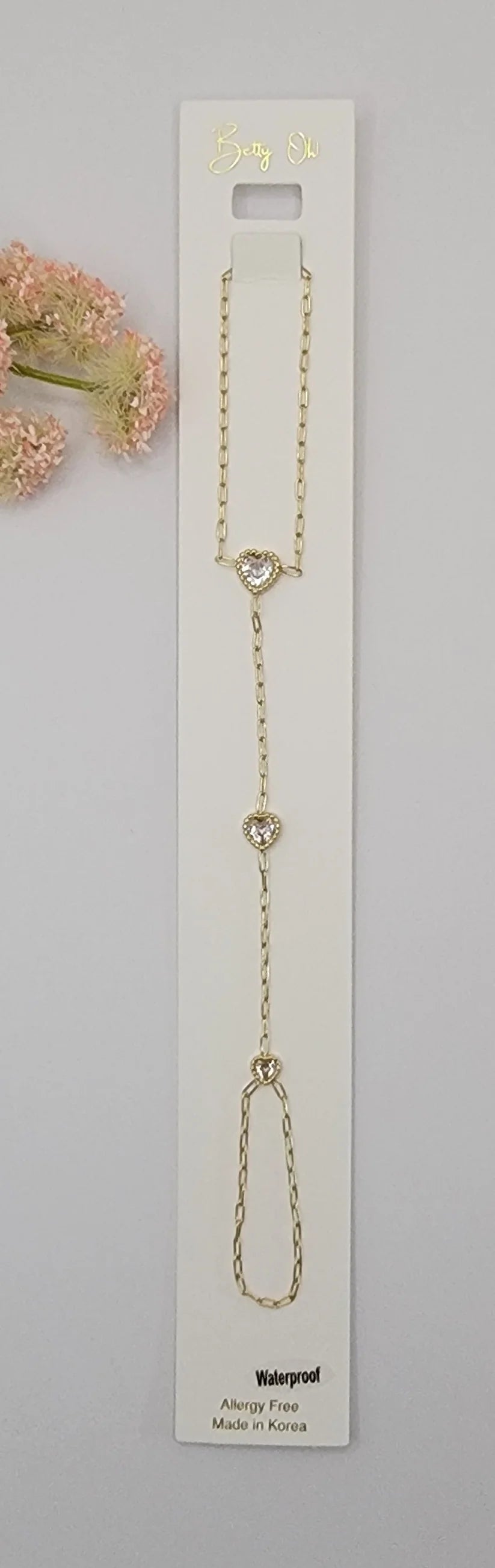 Betty Oh! Heart Shaped Stone Hand Chain Waterproof Bracelet-Bracelets-Betty Oh!-Deja Nu Boutique, Women's Fashion Boutique in Lampasas, Texas