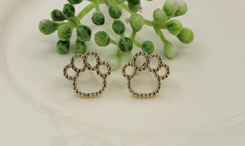 Betty Oh! Paws with Cubic Zirconia Post Earrings-Earrings-Betty Oh!-Deja Nu Boutique, Women's Fashion Boutique in Lampasas, Texas