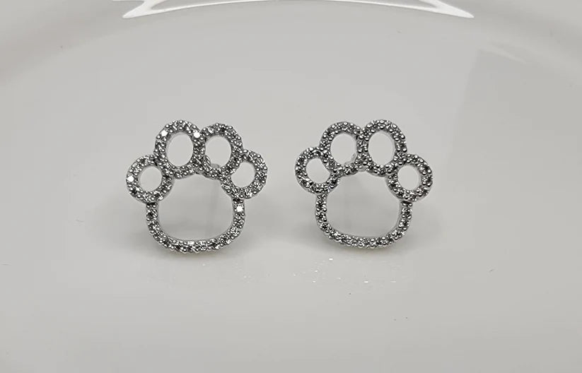 Betty Oh! Paws with Cubic Zirconia Post Earrings-Earrings-Betty Oh!-Deja Nu Boutique, Women's Fashion Boutique in Lampasas, Texas