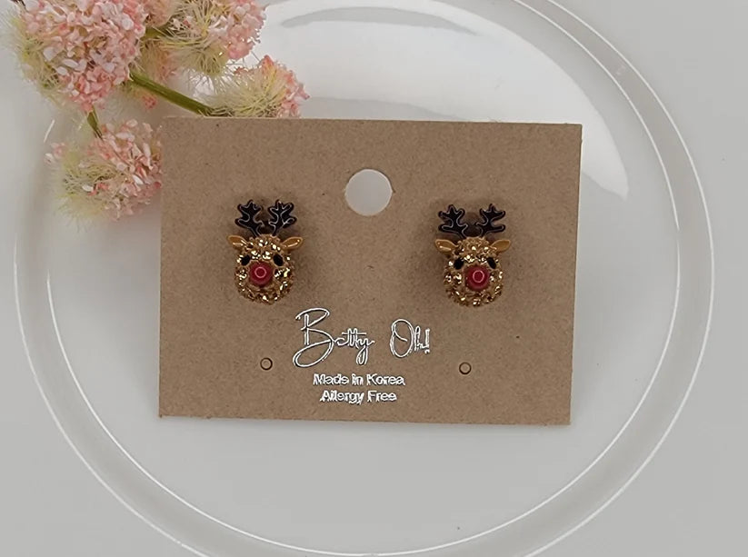 Betty Oh! Reindeer Post Earrings-Earrings-Betty Oh!-Deja Nu Boutique, Women's Fashion Boutique in Lampasas, Texas