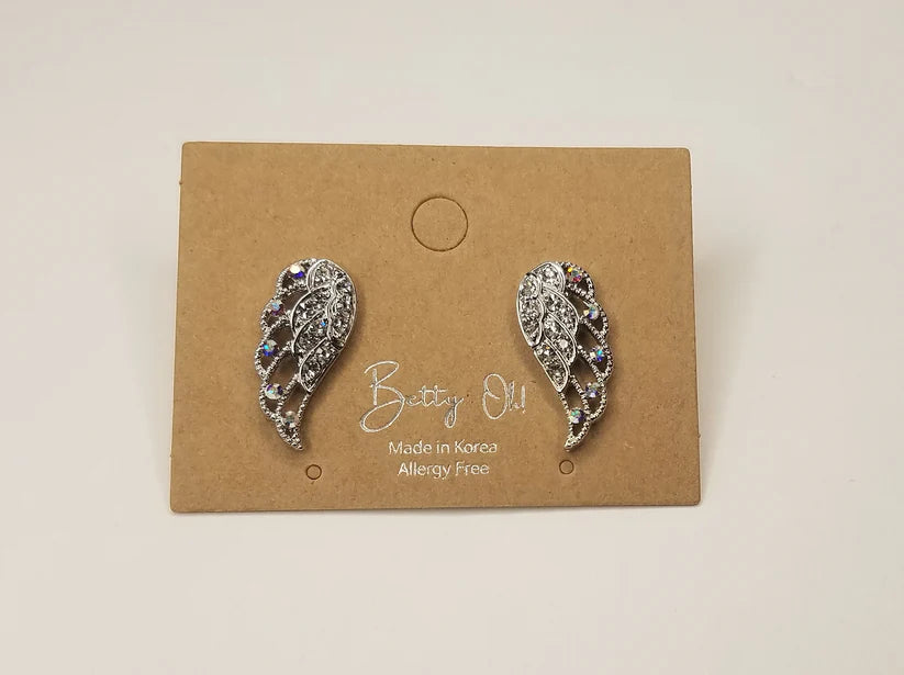 Betty Oh! Rhinestone Wing Post Earrings-Earrings-Betty Oh!-Deja Nu Boutique, Women's Fashion Boutique in Lampasas, Texas