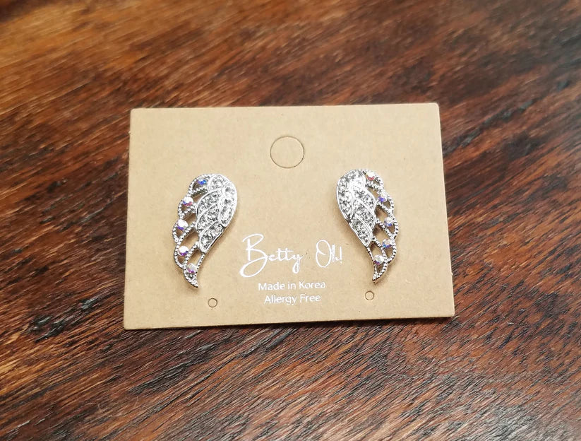 Betty Oh! Rhinestone Wing Post Earrings-Earrings-Betty Oh!-Deja Nu Boutique, Women's Fashion Boutique in Lampasas, Texas