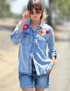 Billy T Birds of a Feather Embroidered Denim Shirt-shirts-Billy T-Deja Nu Boutique, Women's Fashion Boutique in Lampasas, Texas