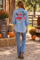 Billy T Birds of a Feather Embroidered Denim Shirt-shirts-Billy T-Deja Nu Boutique, Women's Fashion Boutique in Lampasas, Texas